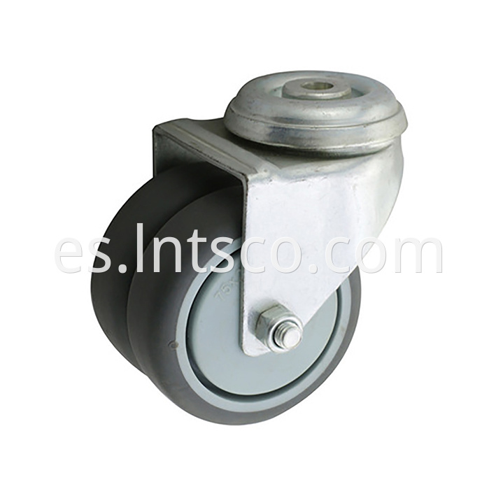 Bolt Hole Plate Dual-wheel Swivel Casters with TPR Wheels